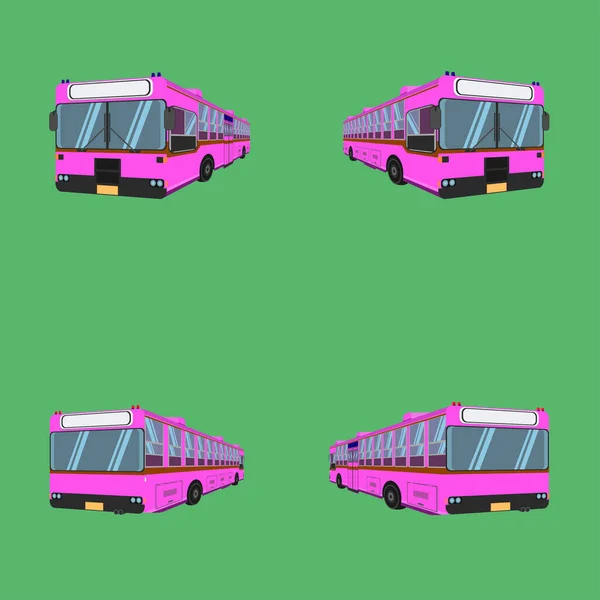 Isolerad Thai Rosa Buss Transport Bil Förare Biljettpris Passagerare Autobus — Stock vektor