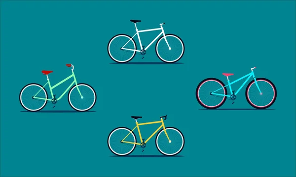Bicicleta Cuatro Engranajes Fijos Piso Colorido Estilo Moderno Ilustración Vectorial — Vector de stock