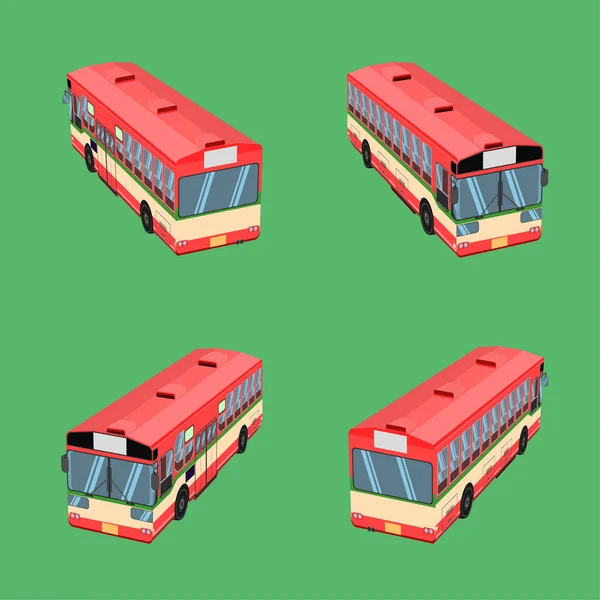 Vista Superior Tailandés Autobús Rojo Verde Transporte Blanco Coche Conductor — Vector de stock