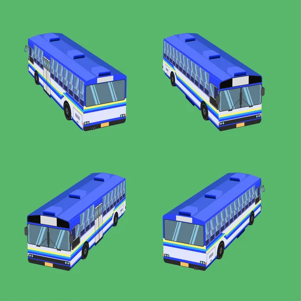 Top View Thai Bus Bleu Ciel Jaune Blanc Transport Voiture — Image vectorielle