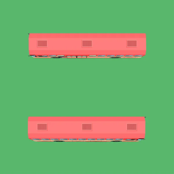 3Dトップビューと小さなサイドビュータイのバス赤緑の白の輸送車の運転手運賃乗用車自動バスコーチレールベンチ椅子椅子アームチェアシートマットレス強化ハソックパッドベクトルイラストEps10 — ストックベクタ
