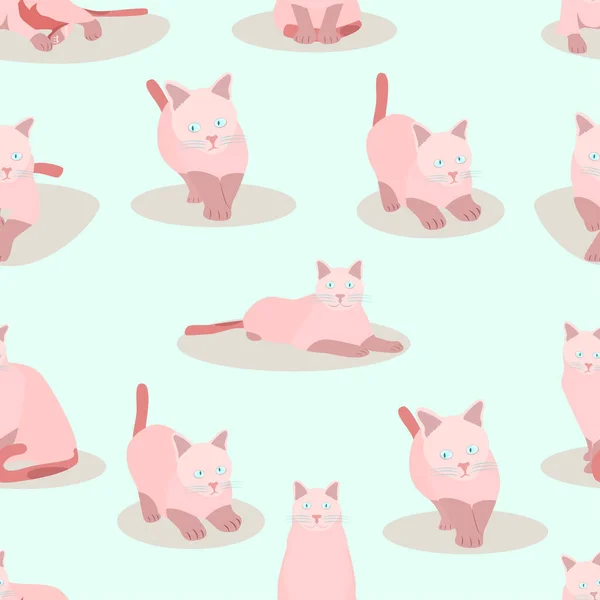 Yumuşak pastel şirin kedi elementinin kusursuz desenleri. Vektör illüstrasyon eps10
