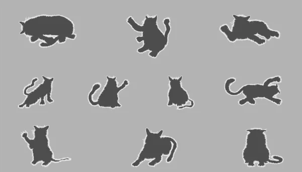 Silhouette Elemento Gatto Divertente Illustrazione Vettoriale Eps10 — Vettoriale Stock