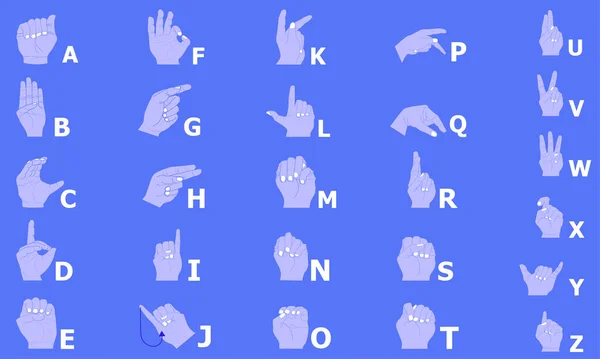 Sign Language Alphabet Communication Vector Illustration Eps10 — Stock Vector