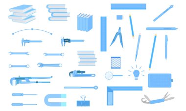 Mühendislik eğitimi tasarım teknisyeni için alet takımı. Vektör illüstrasyon eps10.