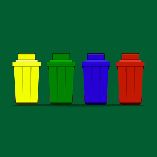 Žlutá Zelená Modrá Červená Bin Recyklační Symbol Izolované Vektorové Ilustrace10 — Stockový vektor