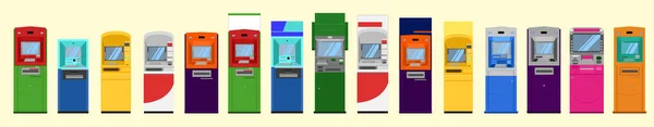 set of atm booth different color, brand. vector illustration eps10