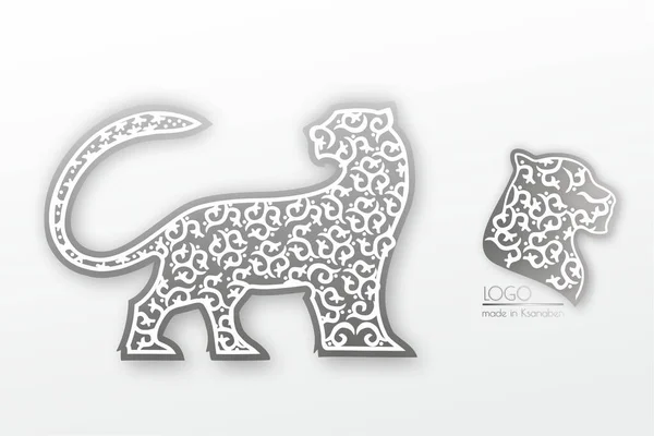 Vector Imagen Nieve Leopardo Dibujo Étnico — Archivo Imágenes Vectoriales