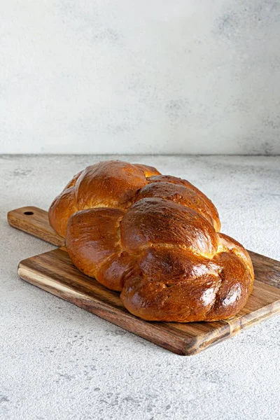 Challah Hala Traditional Jewish Sweet Fresh Sabbath Braided Bread Loaf — Stock Photo, Image
