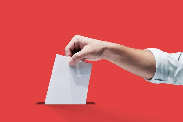 Hand Hand Stimmzettel Für Wahlkonzept Ort Der Wahl — Stockfoto