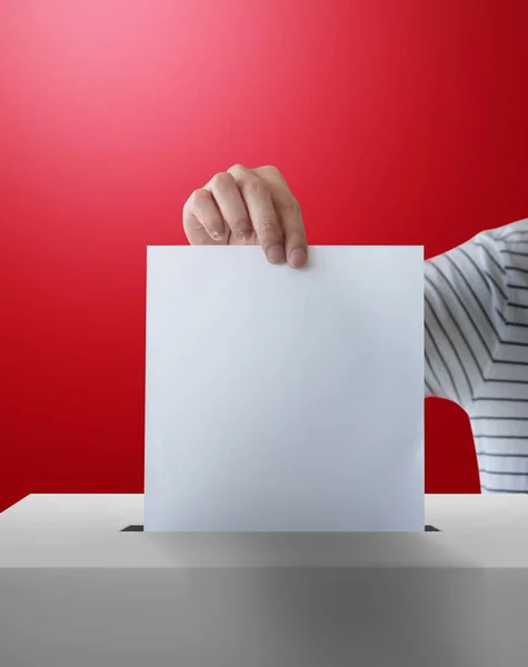 Mano Celebración Papeleta Votación Para Concepto Votación Electoral Lugar Fondo — Foto de Stock