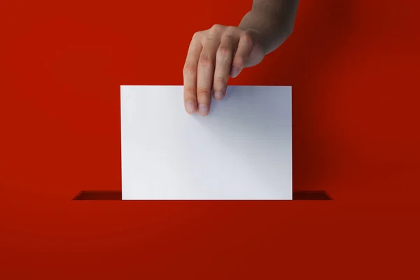 Hand Hält Wahlzettel Für Die Wahl Ort Der Wahl Hintergrund — Stockfoto