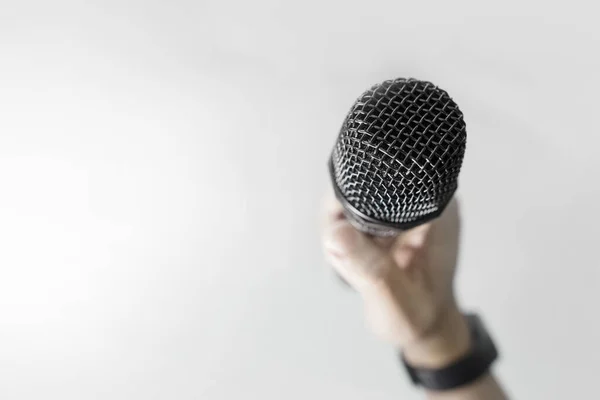 Close Hand Holding Microphone — Stock Photo, Image