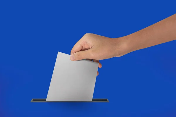 Mano Celebración Papeleta Votación Para Concepto Votación Electoral Lugar Fondo — Foto de Stock