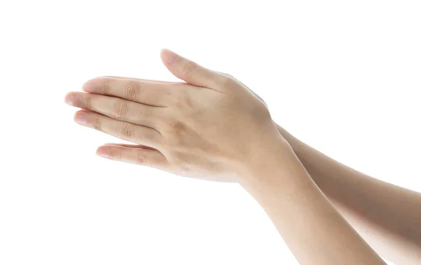 Hands Pay Respect White Background Clipping Path Isolated ストック画像