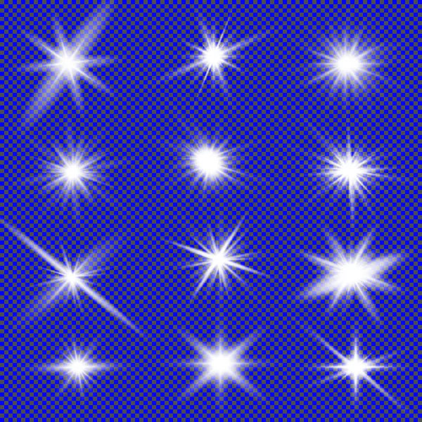 Efecto Luces Brillantes Bengalas Explosión Estrellas Efecto Especial Sobre Fondo — Vector de stock