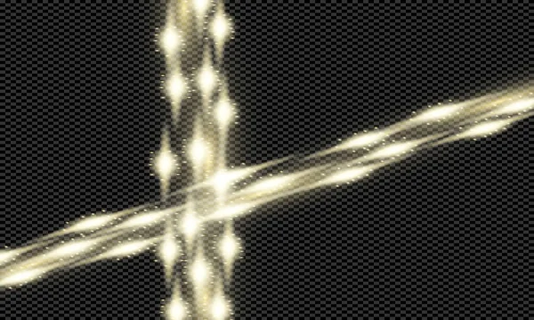 Goldene Linien Mit Leuchteffekt Highlights Goldstaub Und Glanz Auf Transparentem — Stockvektor