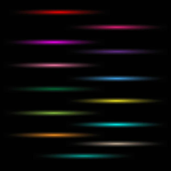 Flerfärgade Lysande Strålar Linjer Transparent Bakgrund — Stock vektor