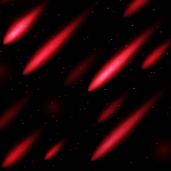 Lampi Fuoco Meteorite Abbagliamento Polvere Sfondo Nero — Vettoriale Stock
