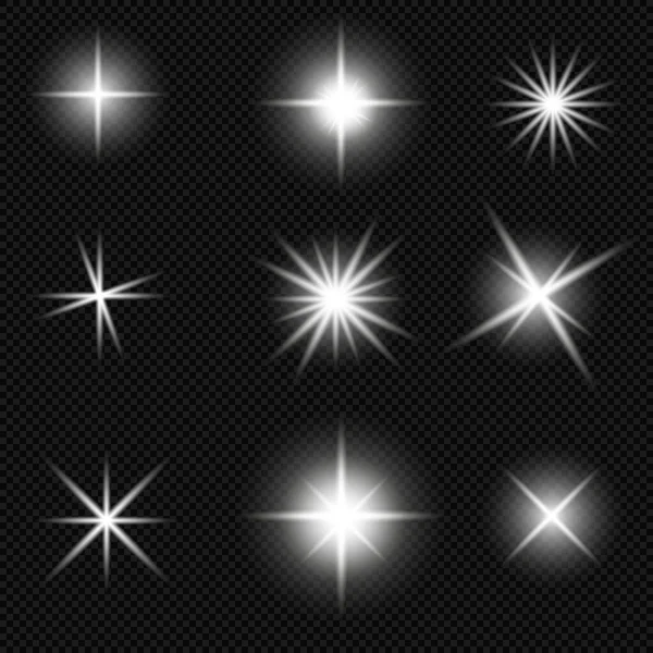 Efecto Luces Brillantes Bengalas Explosión Estrellas Efecto Especial Sobre Fondo — Vector de stock