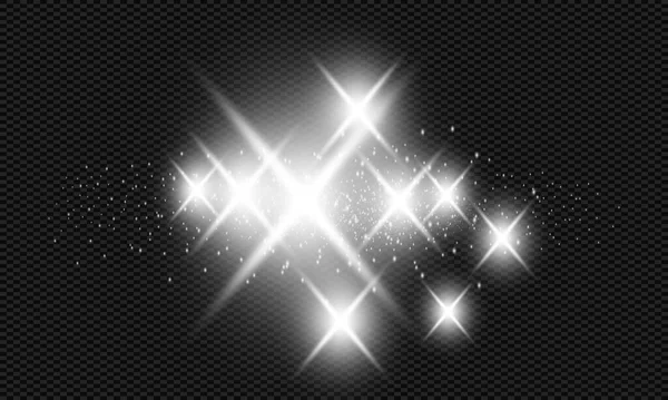 Étincelles Brillantes Étoile Éclat Lumineux Avec Effet Fusée Éclairante Objectif — Image vectorielle