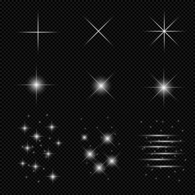 Beyaz parlayan ışık şeffaf bir arkaplanda patlar. Ray 'le. Şeffaf, parlak güneş. Parlak bir ışıltının merkezi