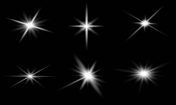 Wit Gloeiend Licht Explodeert Een Zwarte Achtergrond Met Straal Transparante — Stockvector
