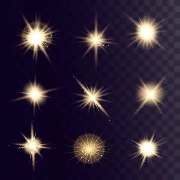 Efekt Blask Światła Gwiazda Pękła Błyszczą Ilustracja Wektorowa Świecące Światło — Wektor stockowy