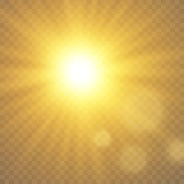 Ηλιακό Φως Διαφανές Φόντο Πέφτει Φως Του Ήλιου Λάμψη Εκρηκτική — Διανυσματικό Αρχείο