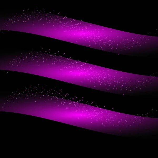 Абстрактная Фиолетовая Лента Блестками Вспышки Черном Фоне — стоковый вектор