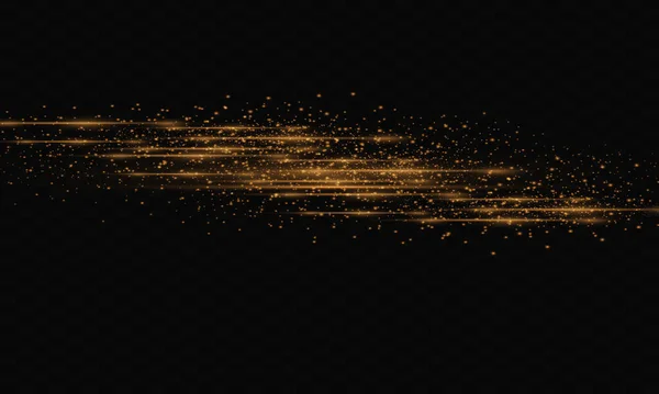 Effet Lumière Doré Élégant Rayons Laser Abstraits Scintille Sur Fond — Image vectorielle