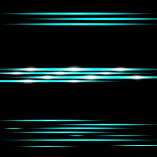 Μπλε Οριζόντιες Φωτοβολίδες Φακού Πακέτο Ακτίνες Λέιζερ Οριζόντιες Ακτίνες Φωτός — Διανυσματικό Αρχείο