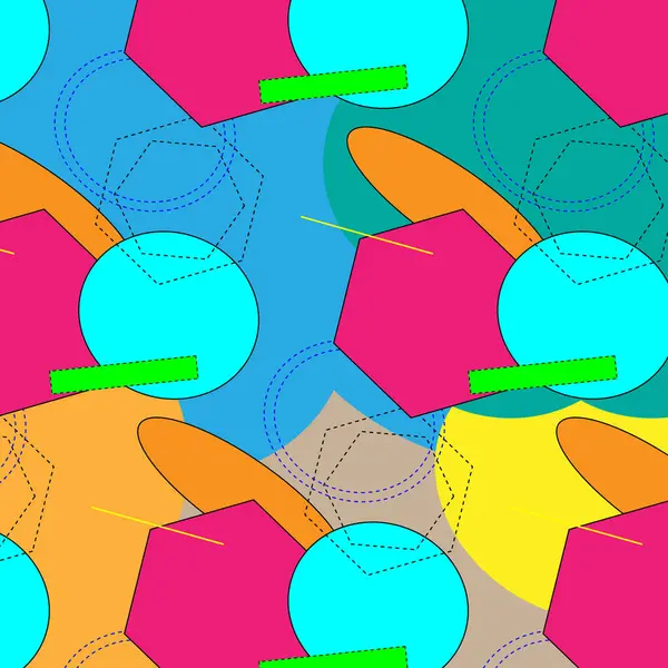 Muster Geometrische Mehrfarbige Formen Und Linien Abstraktion — Stockvektor