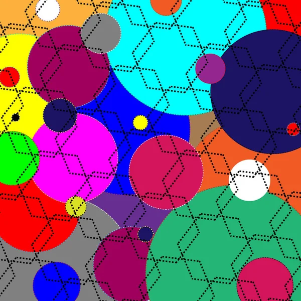 Padrão Círculos Linhas Geométricas Multicoloridas Abstração Projeto Modelo — Vetor de Stock