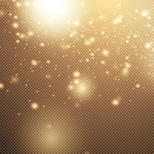 Particelle Glitter Oro Effetto Luci Isolato Sfondo Trasparente Concetto Grafico — Vettoriale Stock
