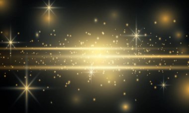 Parlak altın toz taşıyıcı ışıltısı. Parlak çizgiler, arka plan için parlak süsler. Vektör illüstrasyonu.