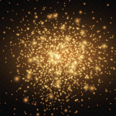 Patlama efekti, selam çakmaları, şeffaf bir arkaplanda toz.