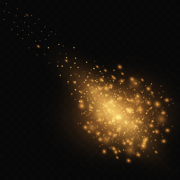 Goldener Blitz Galaxie Kamet Himmel Heller Stern Glänzender Staub Auf — Stockvektor