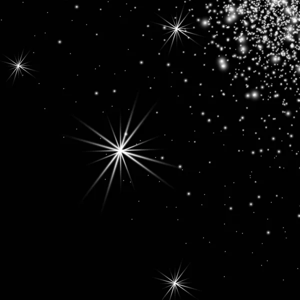 Srebrny Efekt Świecących Gwiazd Flar Eksplozji Pyłu Specjalny Wpływ Czarne — Wektor stockowy