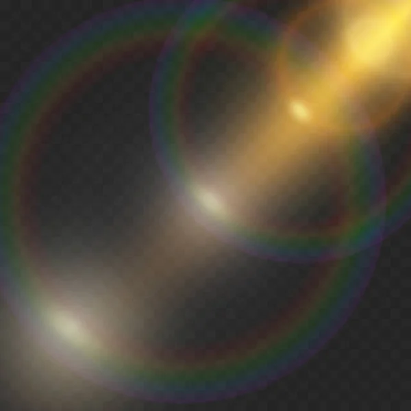 太陽の効果 レンズを通して光 透明背景にグレア ビデオの特殊効果 — ストックベクタ