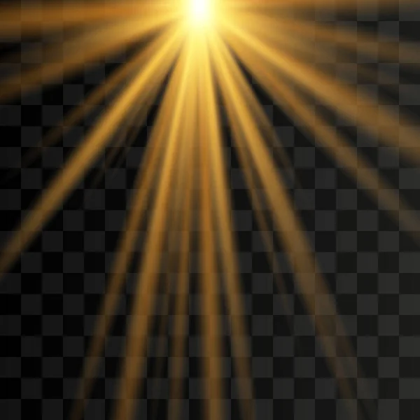 Διανυσματικό Φως Ήλιου Ηλιαχτίδες Δέσμες Διαφανές Φόντο — Διανυσματικό Αρχείο
