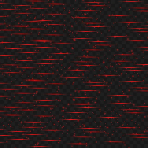 Röda Laserstrålar Transparent Isolerad Svart Bakgrund Vektorillustration Ljuseffekt Riktat Strålkastarljus — Stock vektor