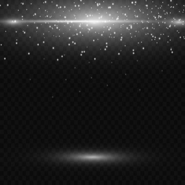 Gümüş ışık, ışıltılı çizgiler ve şeffaf arkaplanda toz parçacıkları. Odaklanmamış bokeh parçacık çemberi