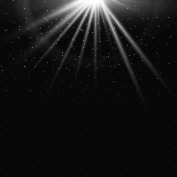 Rayonnement Lumière Étoile Avec Rayons Effet Poussière Sur Fond Transparent — Image vectorielle