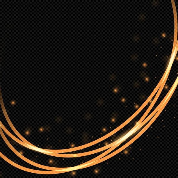 Gyllene Cirklar Linjer Med Speciella Effekter Damm Bländning Och Blixtar — Stock vektor