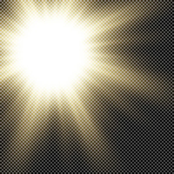 Promienie Słoneczne Światła Promienie Jasnej Gwiazdy Odizolowane Przezroczystym Tle Projektowania — Wektor stockowy