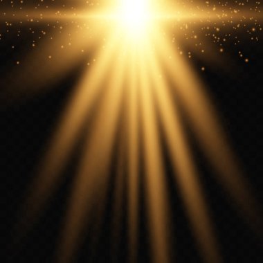 Işık, parıltı ve toz ışınları şeffaf arkaplan üzerinde izole tasarım için
