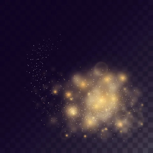 Особливий Вплив Срібного Золотого Пилу Зірок Блискіток Літаючого Яскравого Спалаху — стоковий вектор