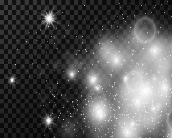 Die Wirkung Von Silberstaub Sternen Und Funkeln Ein Fliegender Heller — Stockvektor