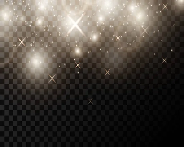 Poussière Bronze Brillant Ampoules Particules Flash Étoiles Une Explosion Étincelles — Image vectorielle